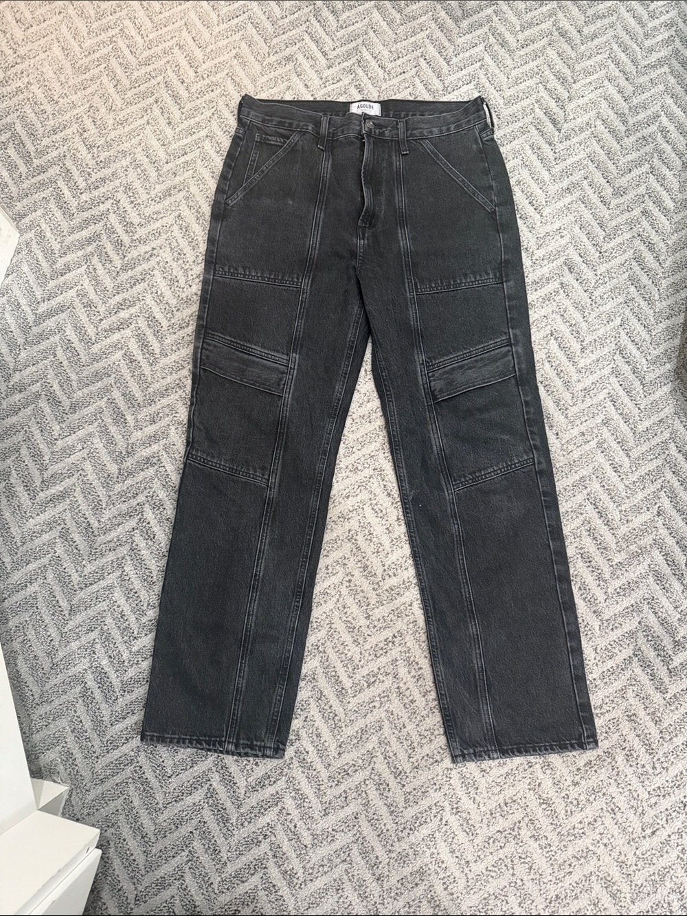 Agolde Straight Leg Jeans in Washed Black